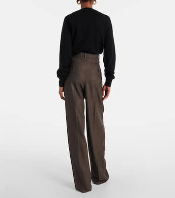 Herringbone wool wide-leg pants | Saint Laurent