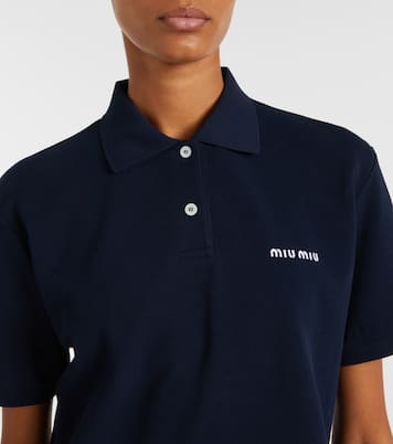 Logo cotton piqué polo shirt | Miu Miu
