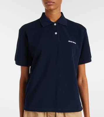 Logo cotton piqué polo shirt | Miu Miu