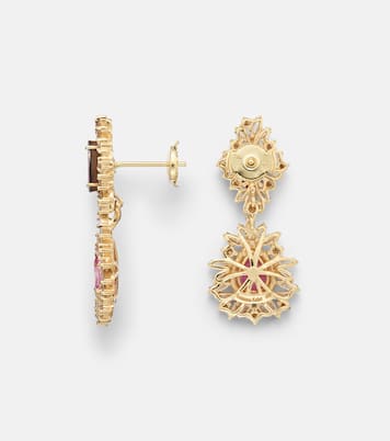 Ohrringe aus 18kt Gelbgold mit Diamanten, Saphiren und Opal | Suzanne Kalan