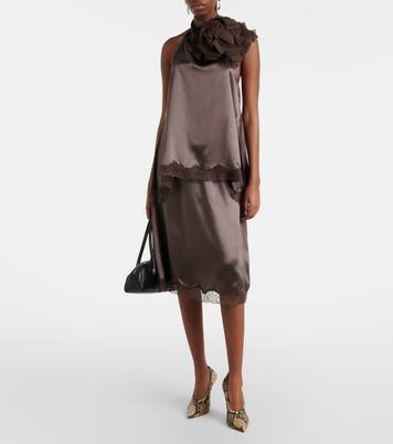 Lace-trimmed silk satin slip skirt | Magda Butrym