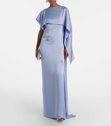 Robe longue en satin à ornements | Erdem