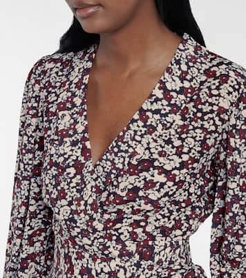 Robe portefeuille en crêpe à fleurs | Ganni