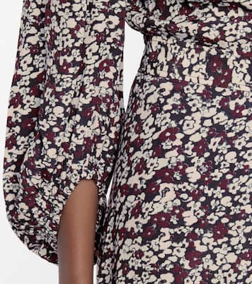 Robe portefeuille en crêpe à fleurs | Ganni