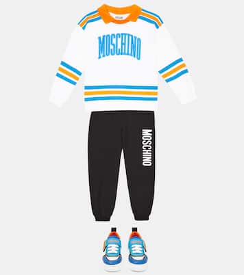 Felpa in cotone a righe con logo | Moschino Kids