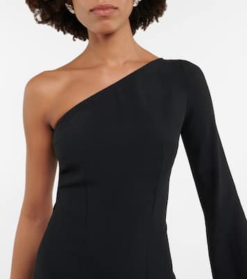 Aventador fringed one-shoulder midi dress in black - Taller