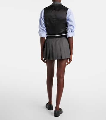 Minigonna in lana vergine a pieghe | Miu Miu