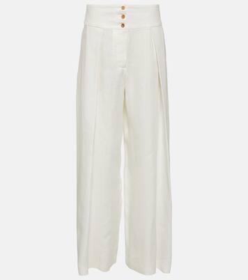 Pantalones anchos de lino de tiro alto | Loro Piana