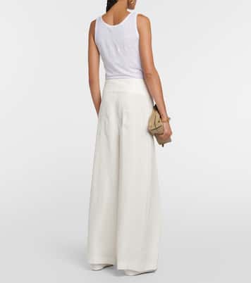 Pantalones anchos de lino de tiro alto | Loro Piana
