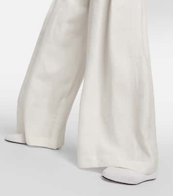 Pantalones anchos de lino de tiro alto | Loro Piana