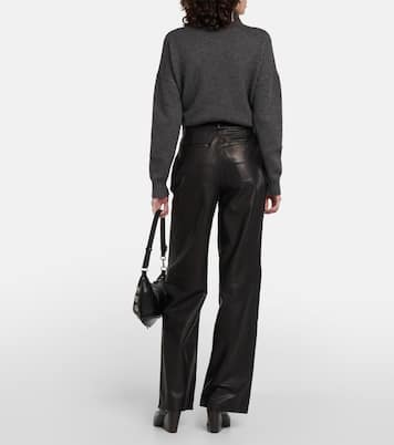 Pantalon ample à taille haute en cuir | Frame