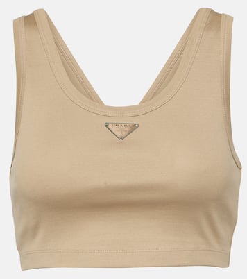 Tank top in jersey di cotone con logo | Prada