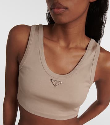Tank top in jersey di cotone con logo | Prada