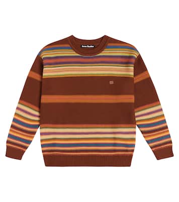 Pullover Face Logo in cotone a righe | Acne Studios Kids