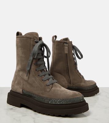 Schnürstiefel Monili aus Veloursleder | Brunello Cucinelli