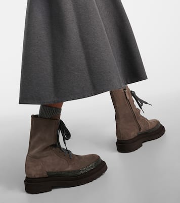 Schnürstiefel Monili aus Veloursleder | Brunello Cucinelli