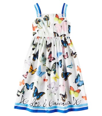 Bedrucktes Kleid aus Baumwollpopeline | Dolce&Gabbana Kids