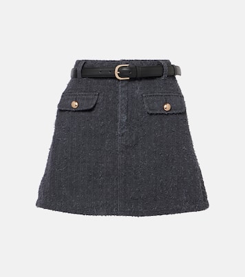 Textured denim miniskirt | Self-Portrait