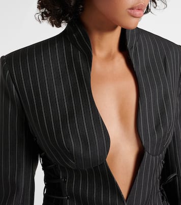 Blazer rayé en laine mélangée | Mugler