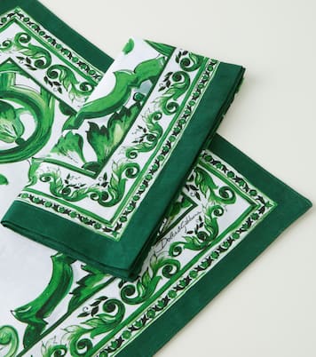 Lot de set et serviette de table Majolica en lin | Dolce&Gabbana Casa