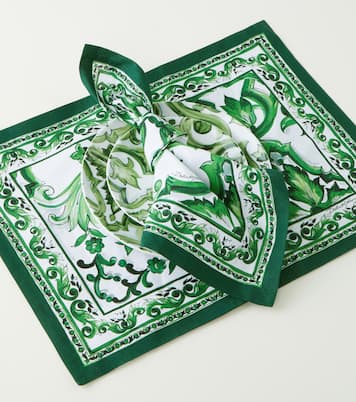 Lot de set et serviette de table Majolica en lin | Dolce&Gabbana Casa