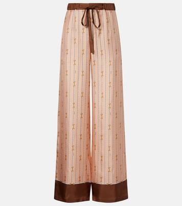 Pantalones palazzo de seda con Horsebit | Gucci