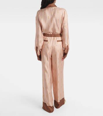 Pantalones palazzo de seda con Horsebit | Gucci