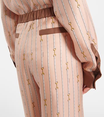 Pantalones palazzo de seda con Horsebit | Gucci