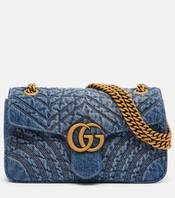 GG Marmont Small denim shoulder bag | Gucci