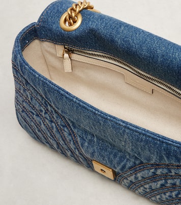GG Marmont Small denim shoulder bag | Gucci