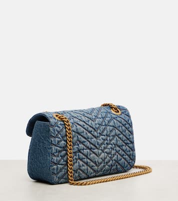 GG Marmont Small denim shoulder bag | Gucci