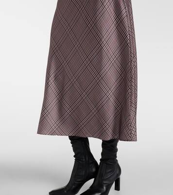 تنورة سليب من الساتان بنقشة مربعات | Vince