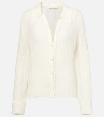 Ruffled striped semi-sheer shirt | Vince