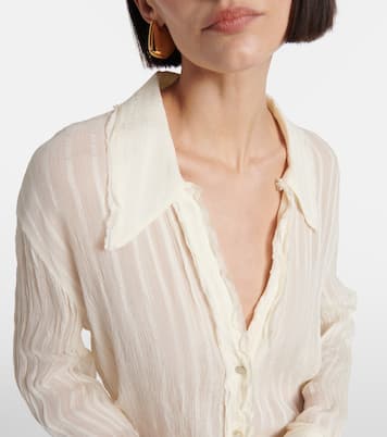 Ruffled striped semi-sheer shirt | Vince
