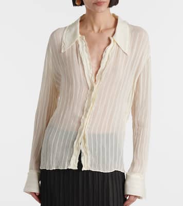 Ruffled striped semi-sheer shirt | Vince