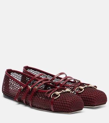 Horsebit mesh and leather ballet flats | Gucci