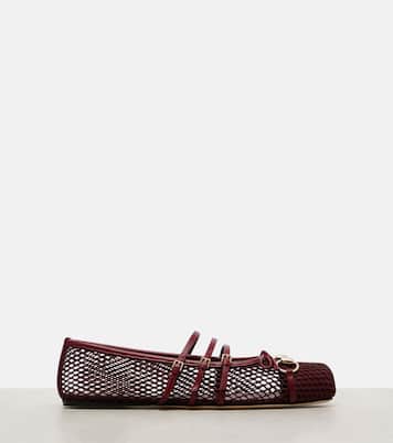 Horsebit mesh and leather ballet flats | Gucci