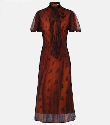 Bow-detail printed sheer midi dress | Acne Studios