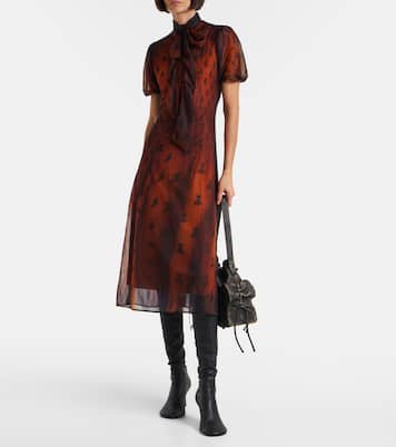 Bow-detail printed sheer midi dress | Acne Studios