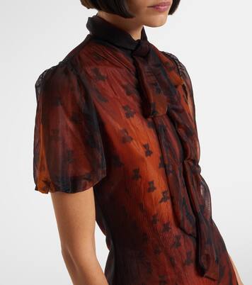 Bow-detail printed sheer midi dress | Acne Studios