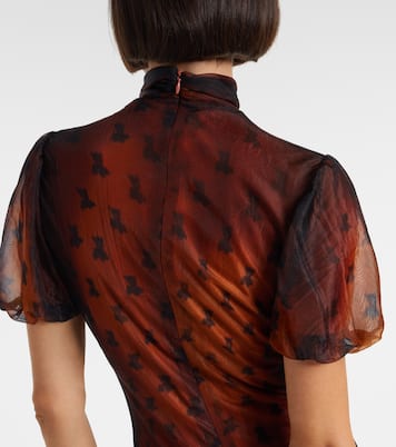 Bow-detail printed sheer midi dress | Acne Studios