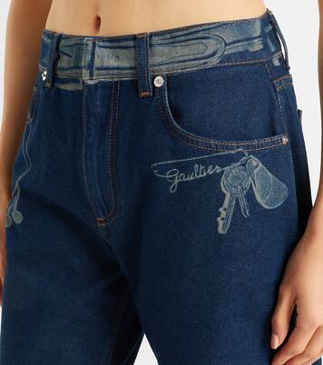 Printed mid-rise wide-leg jeans | Jean Paul Gaultier