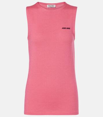 Logo cashmere and silk top | Miu Miu