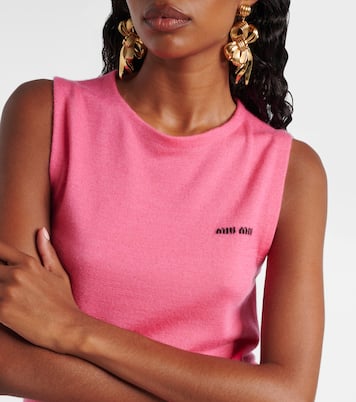 Logo cashmere and silk top | Miu Miu