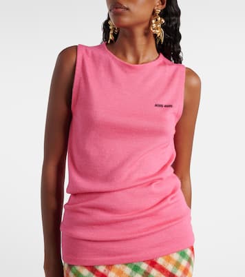 Logo cashmere and silk top | Miu Miu