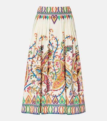 Cotton voile jacquard midi skirt | Etro