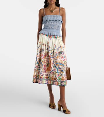 Cotton voile jacquard midi skirt | Etro