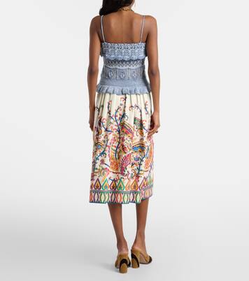 Cotton voile jacquard midi skirt | Etro