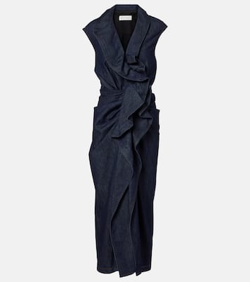 Ruffled denim midi dress | Dries Van Noten