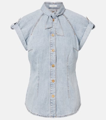 Tie-neck denim shirt | Zimmermann